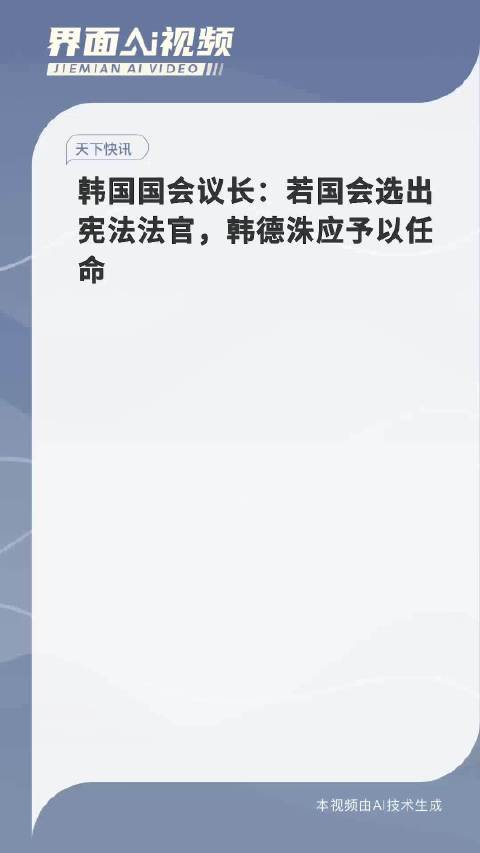 韩国国会议长：若国会选出宪法法官，韩德洙应予以任命